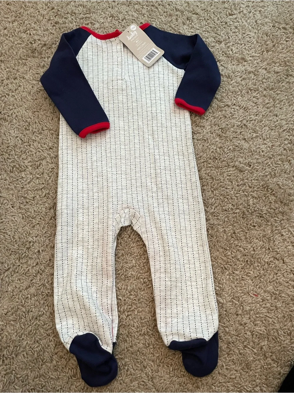 Baby Starters Navy, Cream & Red 'Little Slugger' Footie